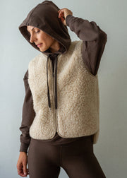 zip up beige gilet