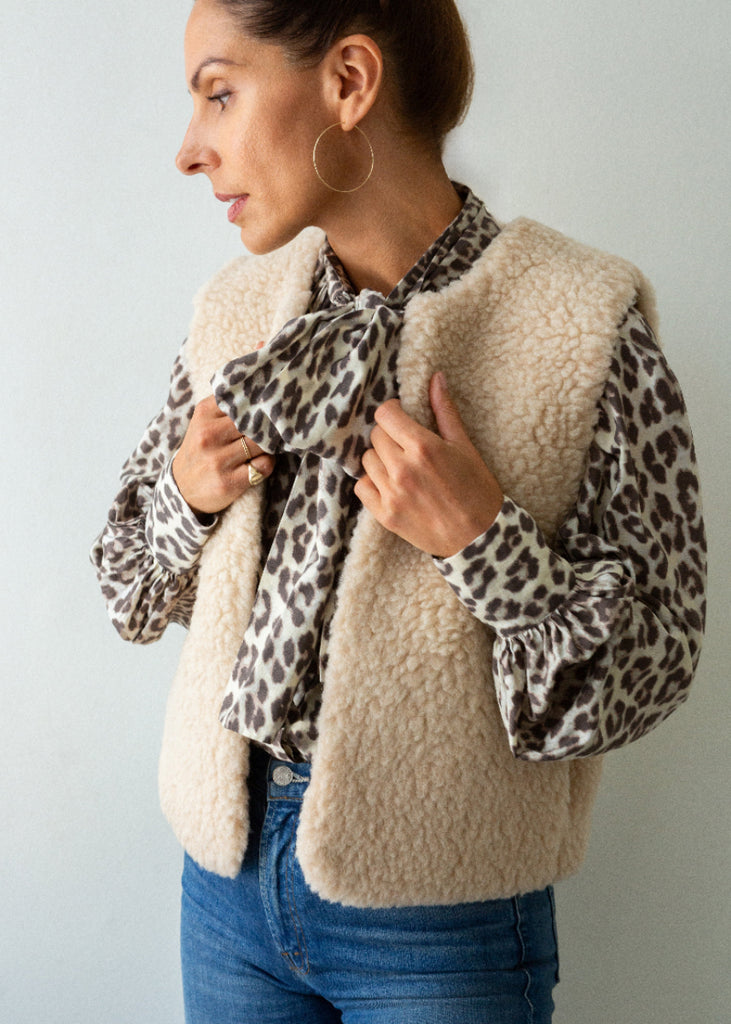 cream merino gilet
