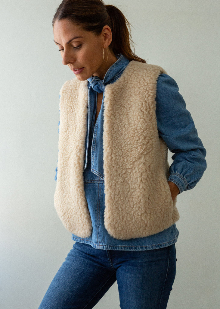 cream merino gilet