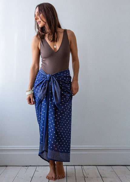 indigo block print sarong