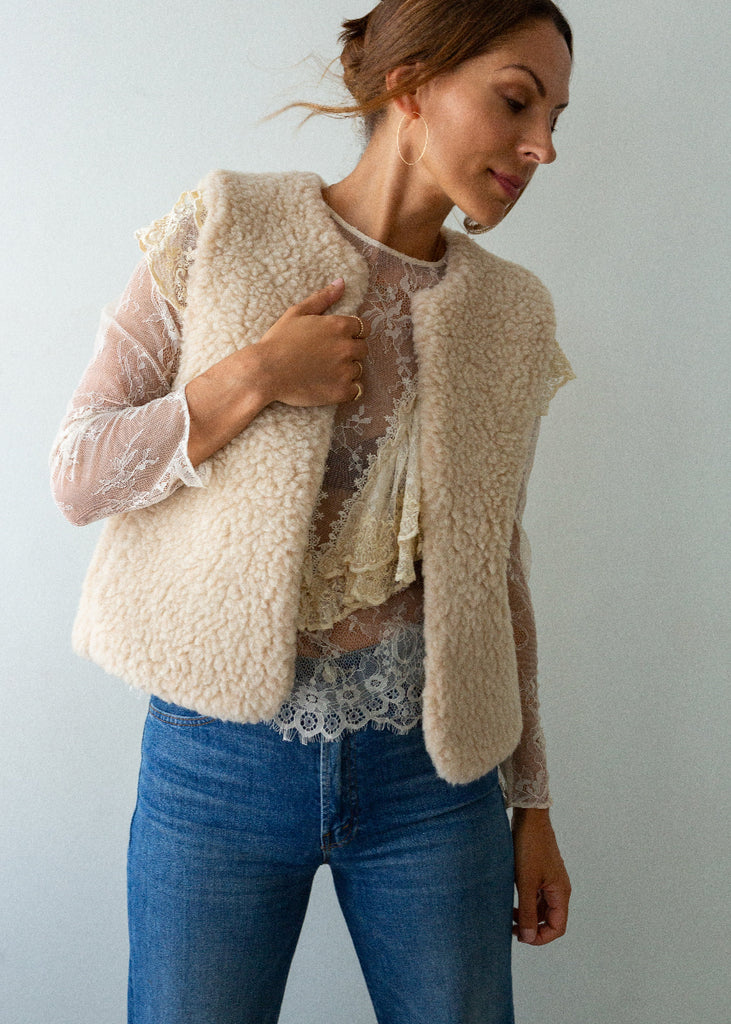 cream merino gilet