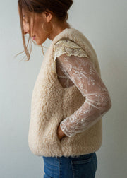 cream merino gilet