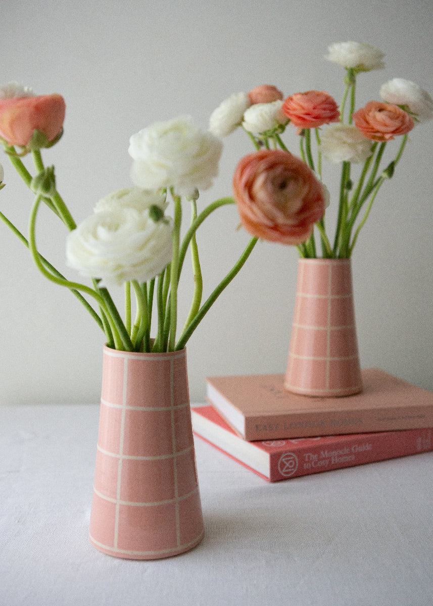 blush handmade vase with flowers