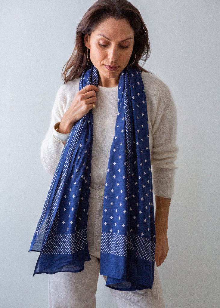 indigo block print scarf