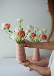 blush checked handmade vase