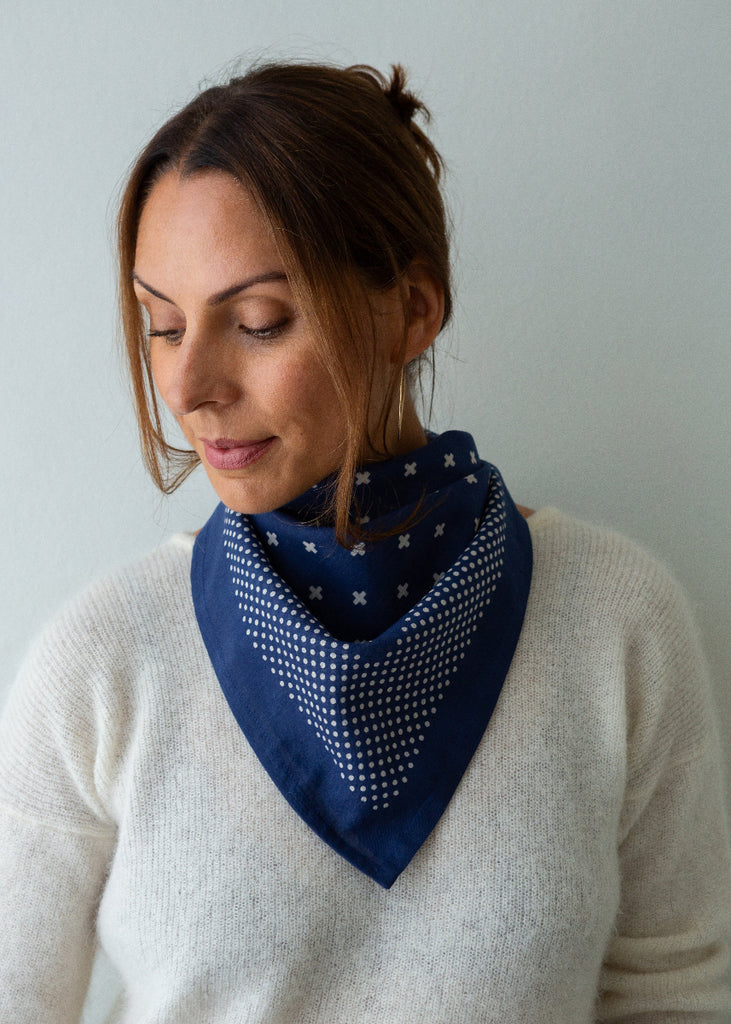 indigo blue bandana scarf