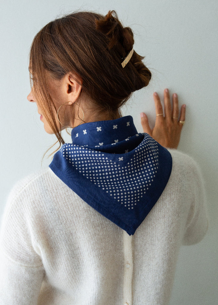 indigo blue bandana scarf