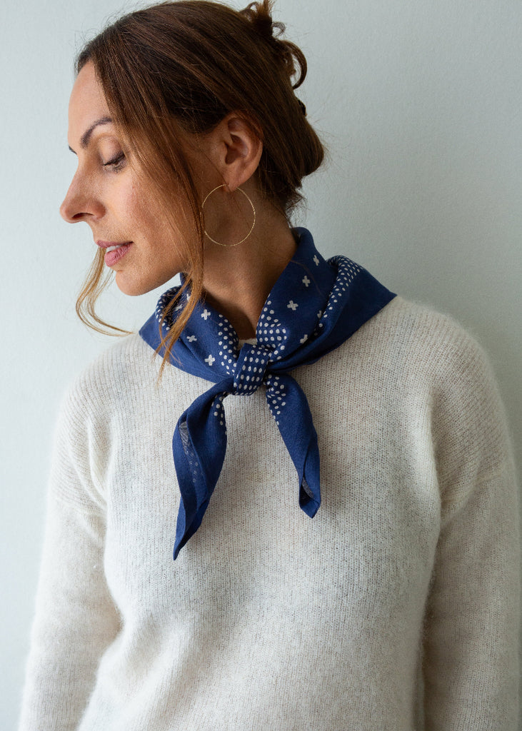 indigo blue bandana scarf