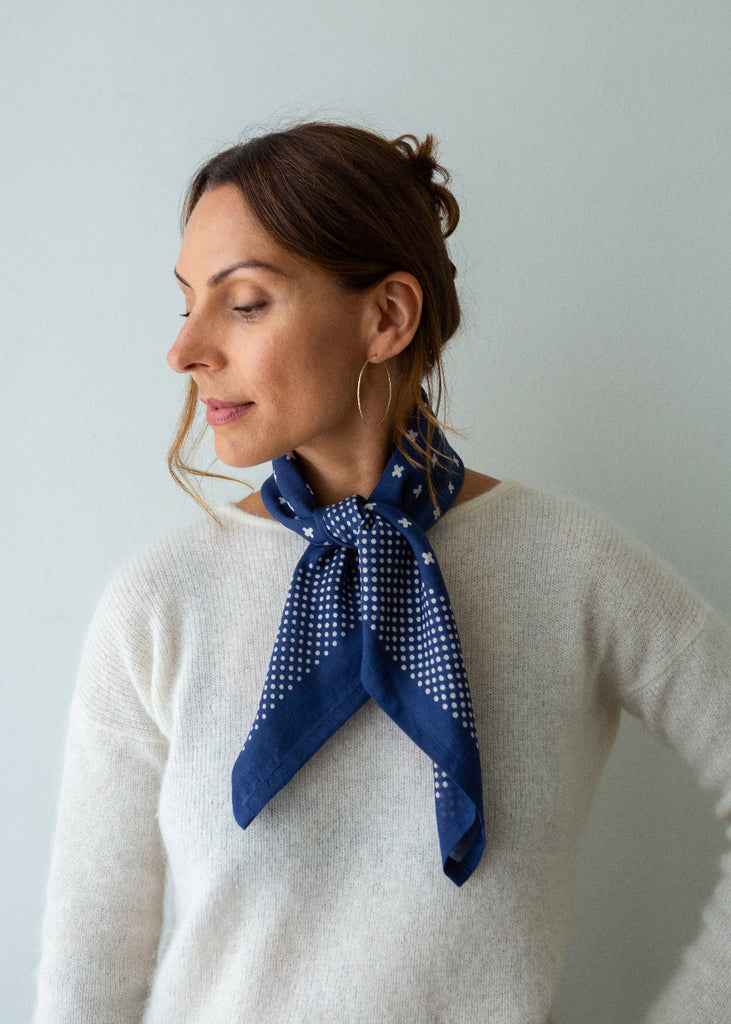 indigo blue bandana scarf
