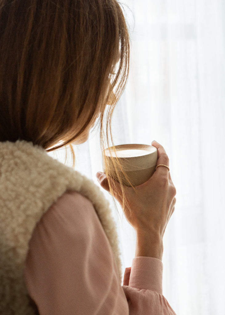 cream stoneware coffee cup