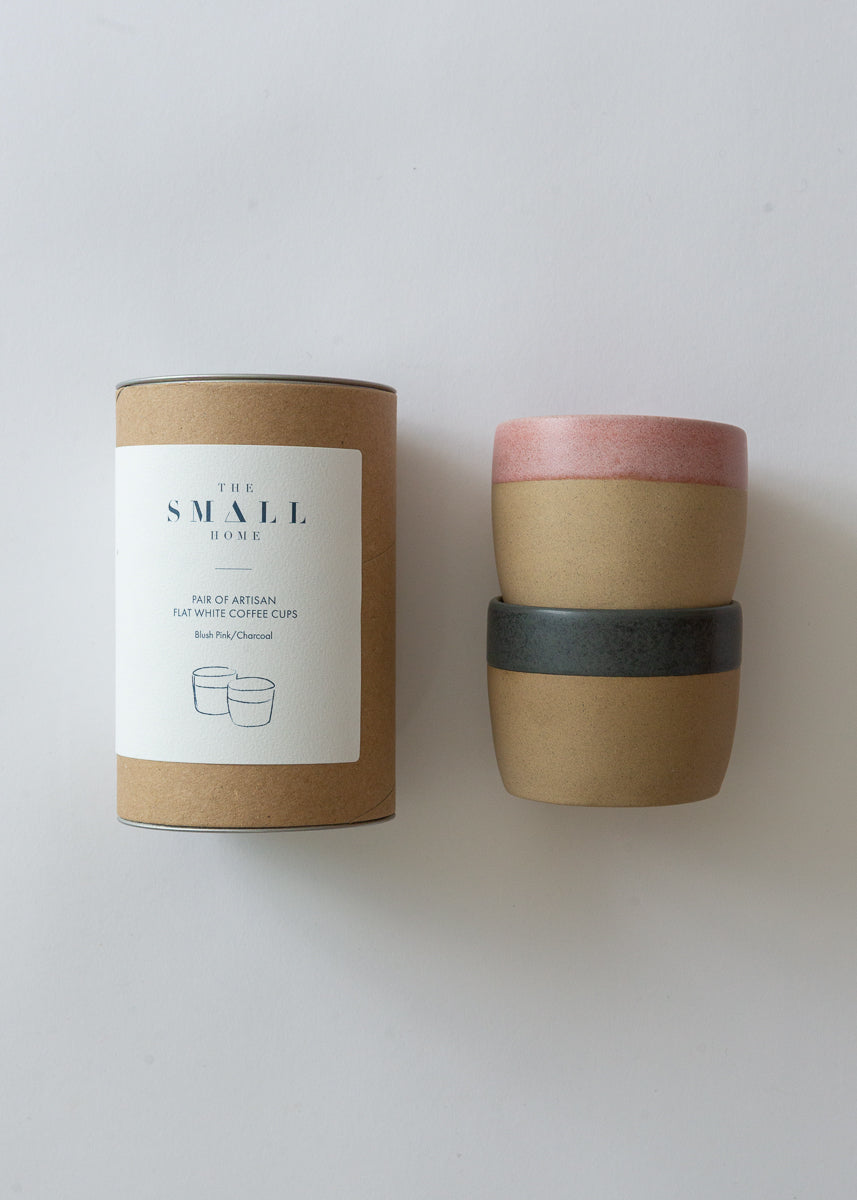 Stoneware Flat White Coffee Cups - Gift Set