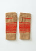 Red and beige wrist warmers