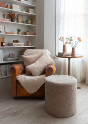 Short-Hair Rectange Sheepskin Cushion - Oatmeal