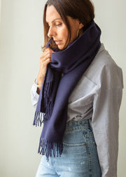 navy blue baby alpaca scarf