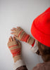 Beige Fair Isle wrist warmers