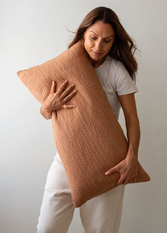 Clay Pink Slubby Cushions