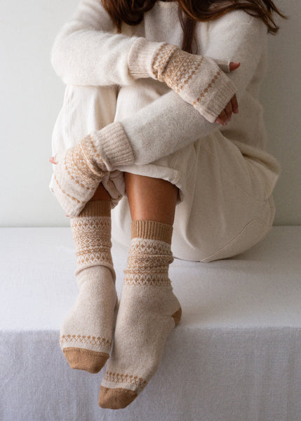 Luxury Fair Isle Socks - Oat