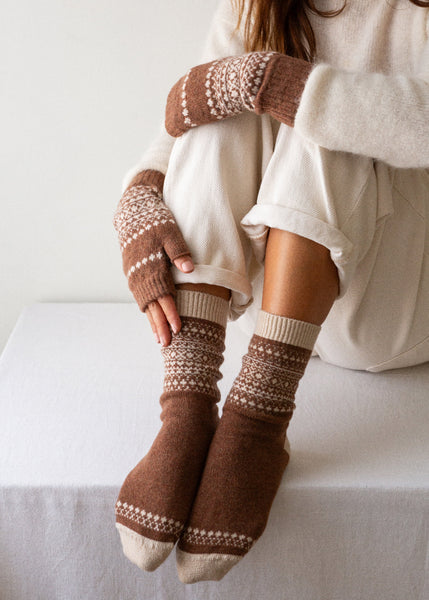  Luxury Fair Isle Socks - Hazelnut
