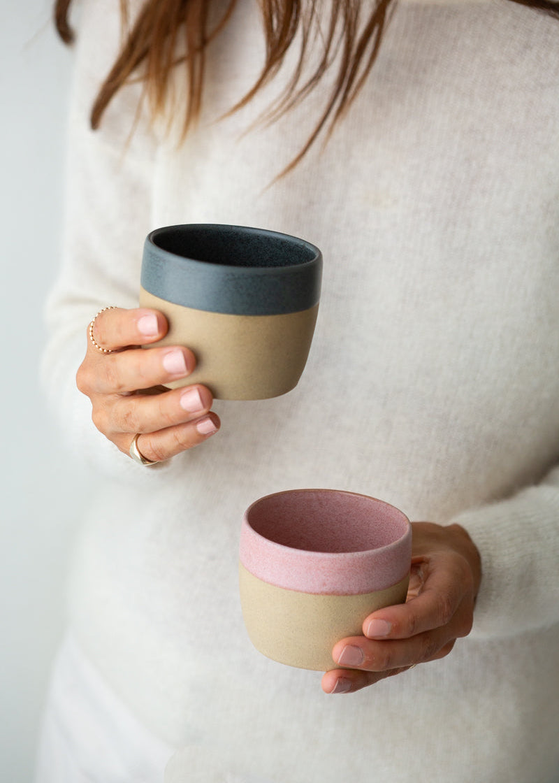 Stoneware Flat White Coffee Cups - Gift Set