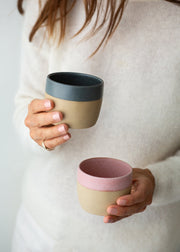 Stoneware Flat White Coffee Cups - Gift Set