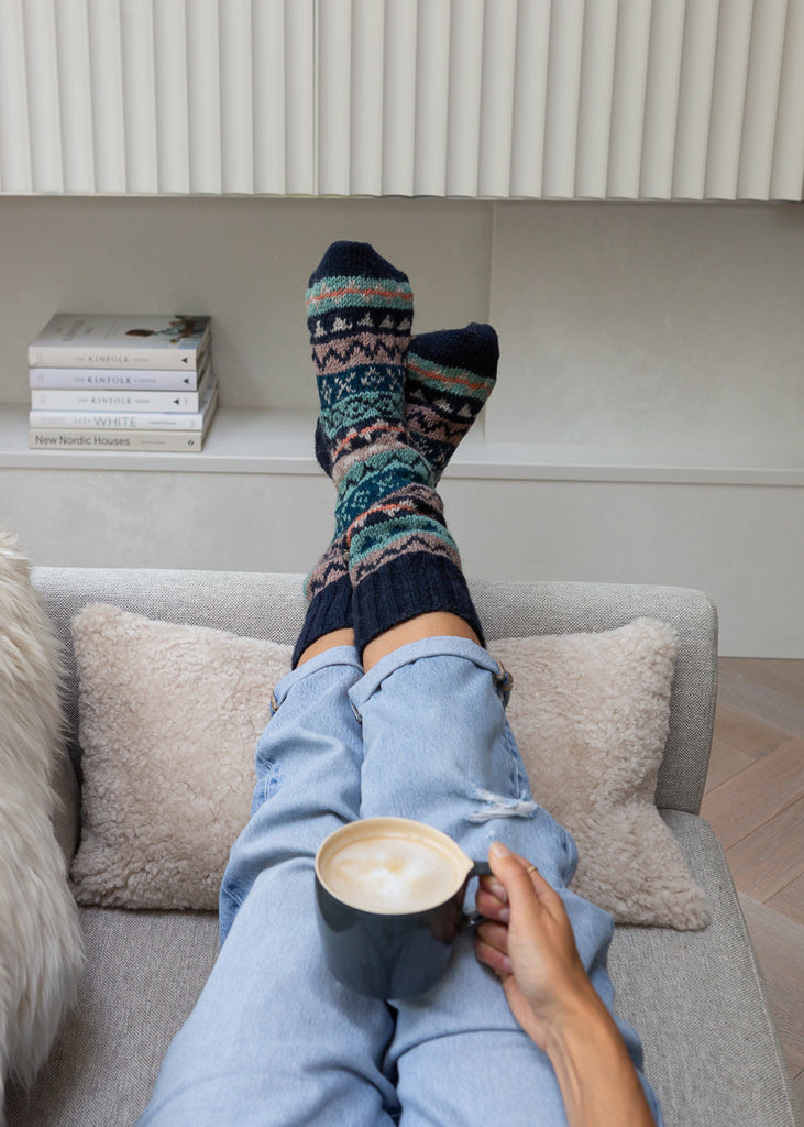 navy slipper socks