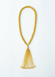 Long Plaited Beaded Tassel Necklace - Gold