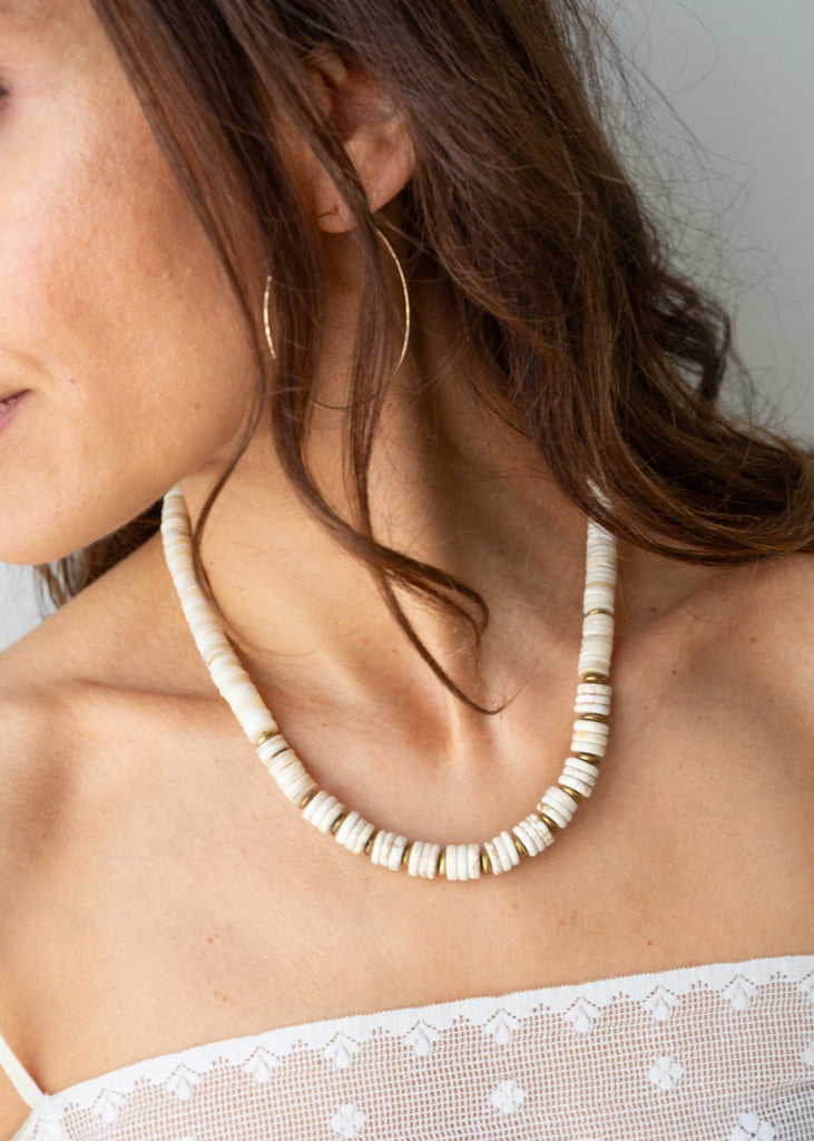Shell and Brass Bead Necklace