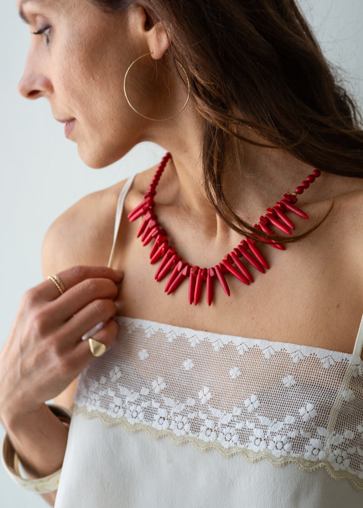 Red Spike Stone necklace