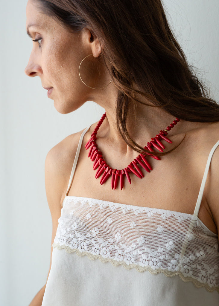 Red Spike Stone necklace