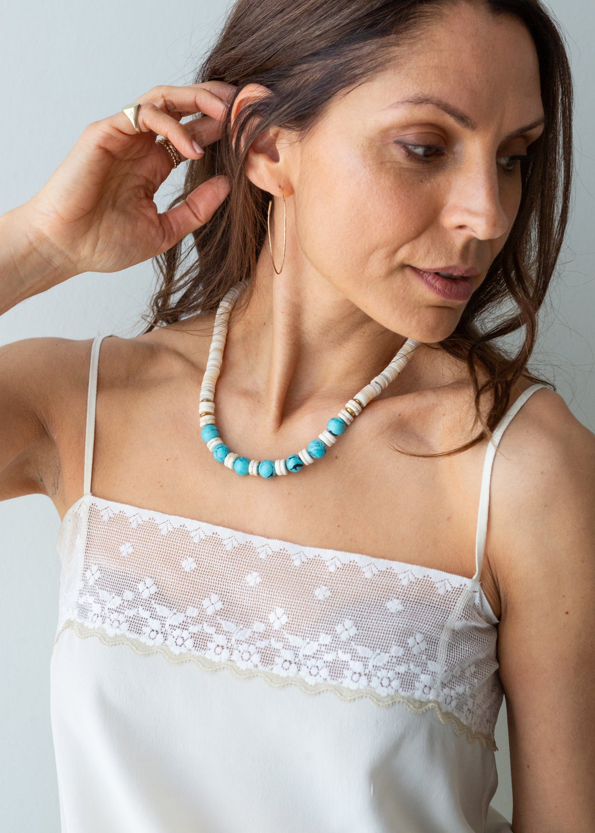 Shell and Turquoise Bead Necklace