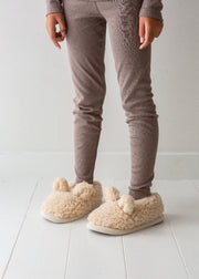 cream non slip children's slippers
