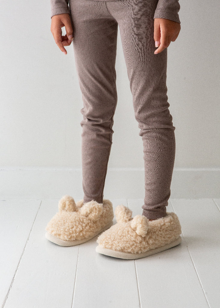 cream non slip children's slippers