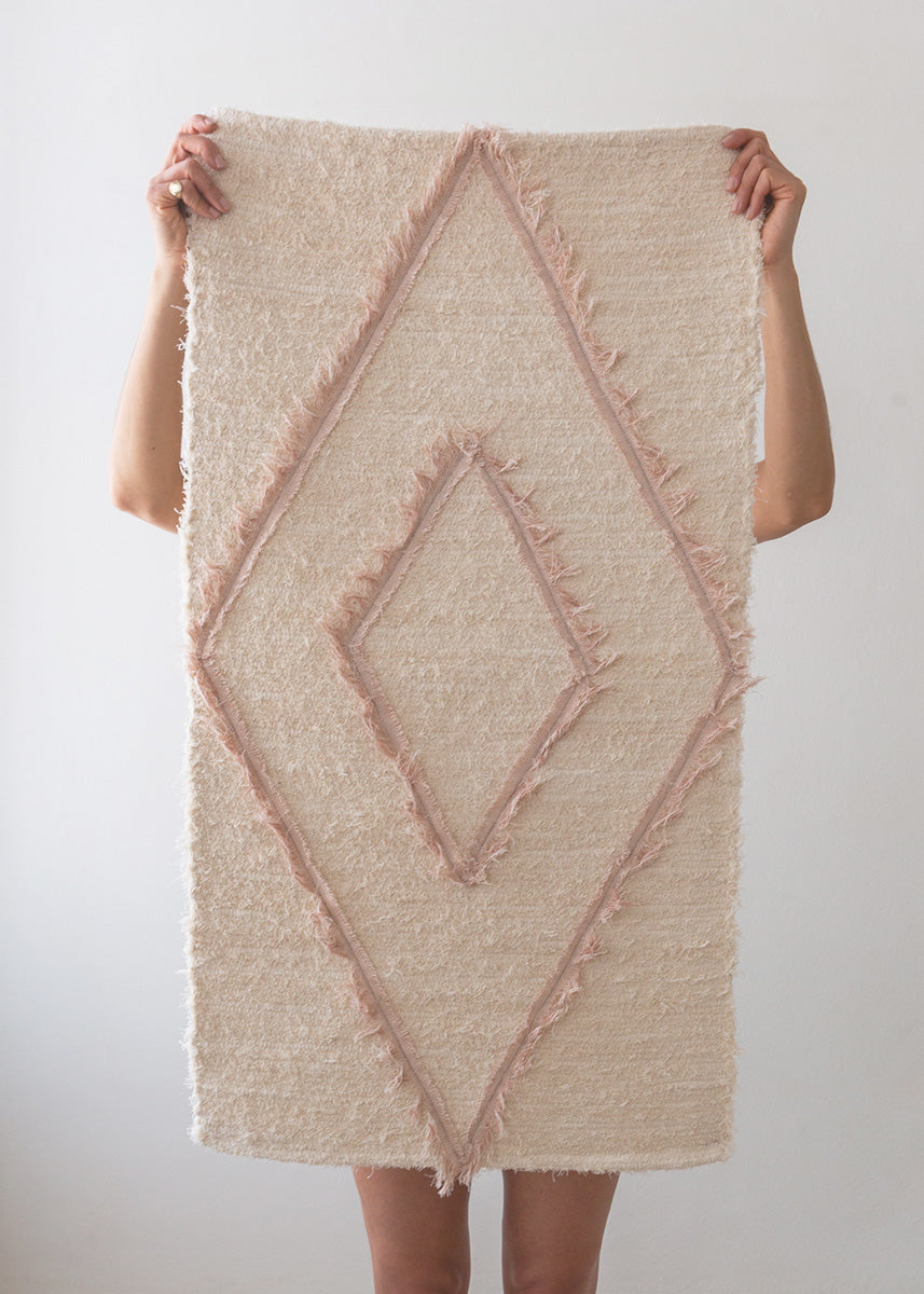 Soft Shaggy Pink/Cream Small Rug
