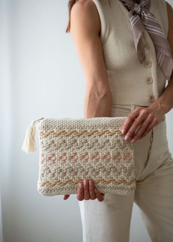 woven cotton clutch bag
