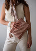 woven blush pink makeup bag