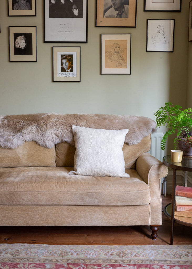 Slubby Cotton Textured Cushion – Square – Almond Beige