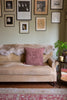 Spiral tufted cushion in mocha linen with cotton reverse and inner cushion pad included