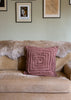 Spiral tufted cushion in mocha linen with cotton reverse and inner cushion pad included