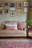 Small rectangular cushion in clay pink slubby cotton, premium textured fabric ideal for layering