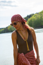 Organic Cotton Block Print Sarong / Scarf - Clay Pink