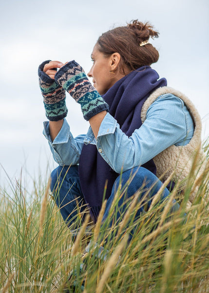 navy wrist warmers