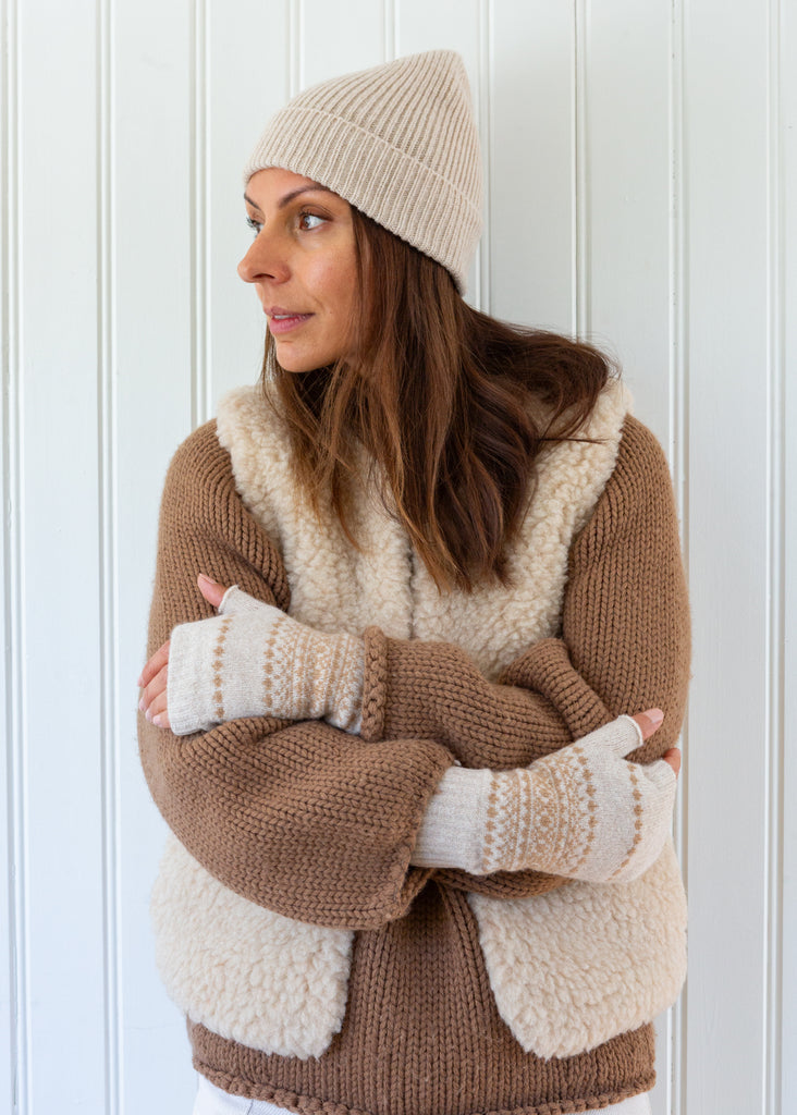fair isle wrist warmers oat