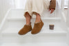 Agnes sheepskin slipper boots in chestnut – cosy handmade footwear that can be worn outside