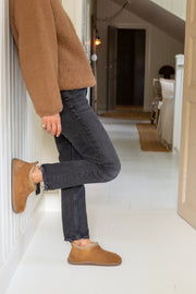 Agnes sheepskin slipper boots in chestnut – cosy handmade footwear that can be worn outside