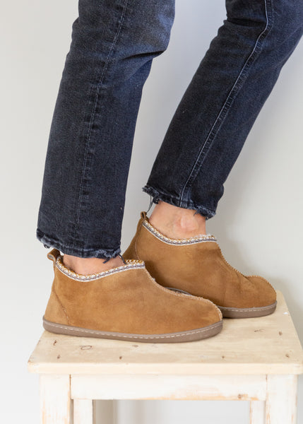 Agnes sheepskin slipper boots in chestnut – cosy handmade footwear that can be worn outside