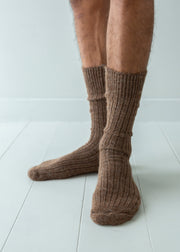 Alpaca Cushioned Sole Socks - Hazelnut