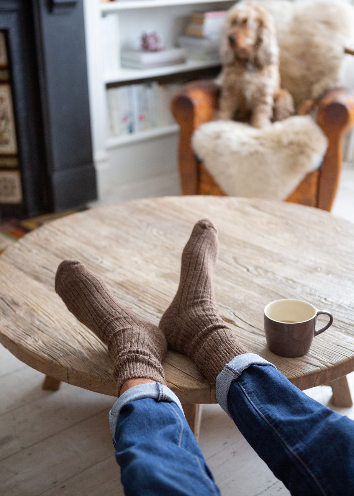 Alpaca Cushioned Sole Socks - Hazelnut