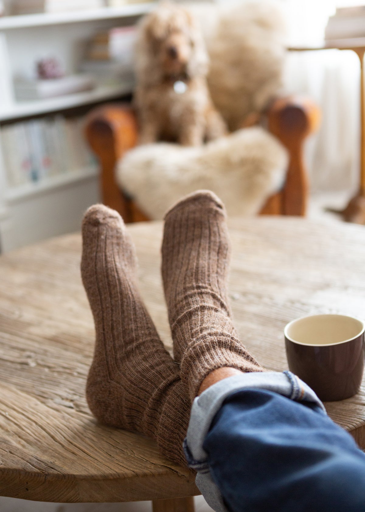 Alpaca Cushioned Sole Socks - Hazelnut