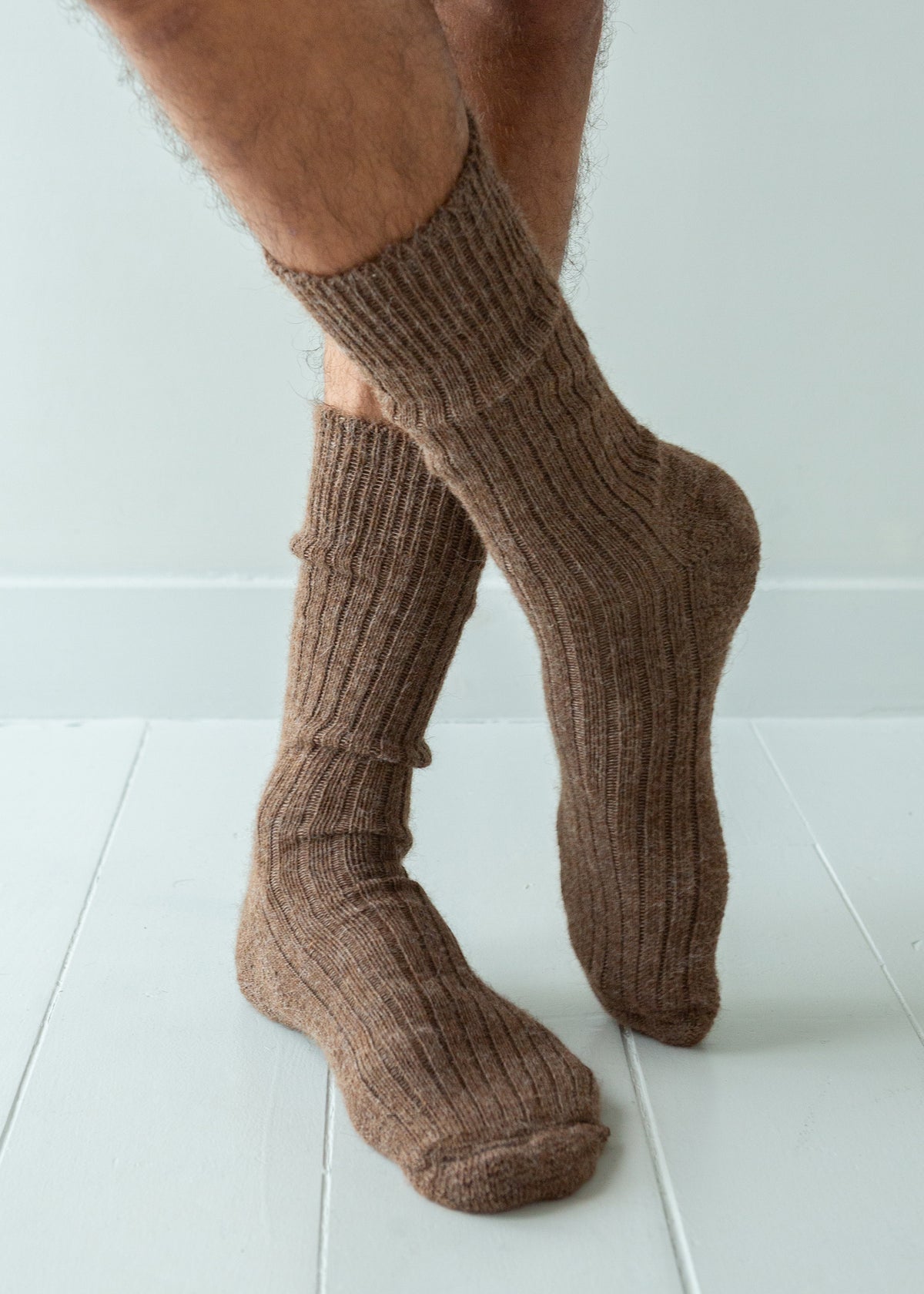 Alpaca Cushioned Sole Socks - Hazelnut