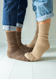 Alpaca Cushioned Sole Socks - Hazelnut
